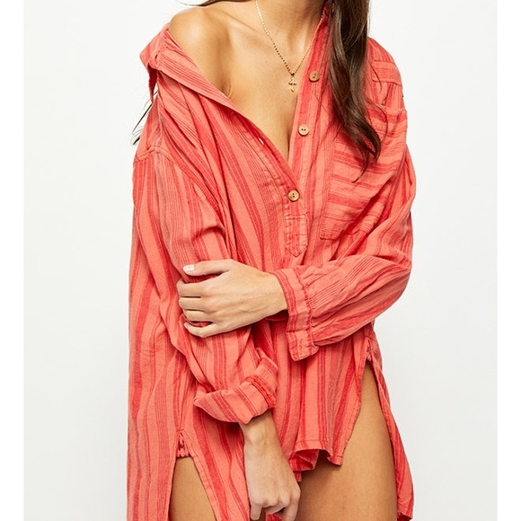 Free People Tops - FREE PEOPLE Shirt | Summer Breeze Stripe | Coral | Sizes Small & Medium